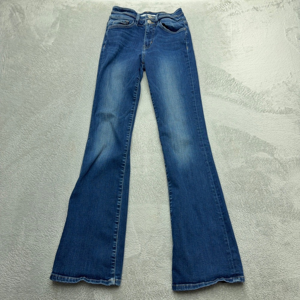 Flying Monkey Jeans Womens 24 Blue MU3011-N Platinum Double Button Flare Stretch